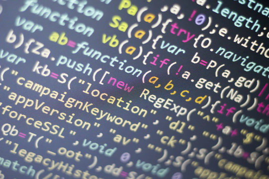 Web developer PHP and CSS3/LESS/SASS code close up. Database connecting code. Abstract information technology modern background. Concept screen of experienced web developer.