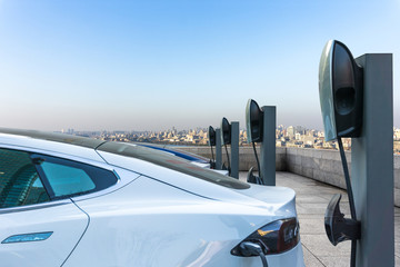 electric car charging in the station