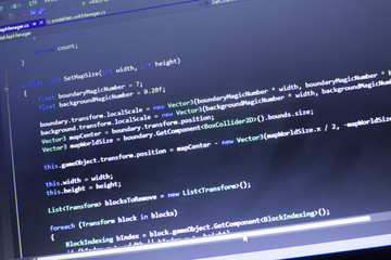 Software development C-Sharp (C#, .NET) code. Abstract information technology modern background....