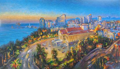 Artwork: Evening lights in Sochi. Author: Nikolay Sivenkov.
