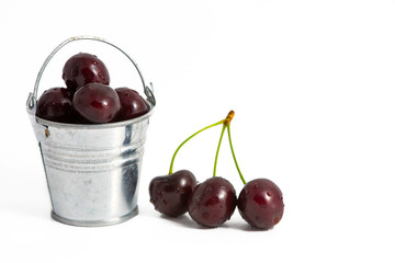 Sweet ripe cherry isolated on white background