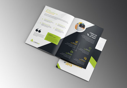 Business Brochure Layout with Green Accents