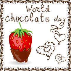 Red berry strawberry dipped in melting dark chocolate, fruit, fondue recipe, valentine concept, transparent,