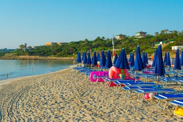 Crédence de cuisine en verre imprimé Plage de La Pelosa, Sardaigne, Italie lever de soleil sur la plage en sardaigne