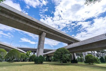 overpass with blue sky