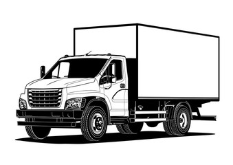 Vector truck outline template isolated on white