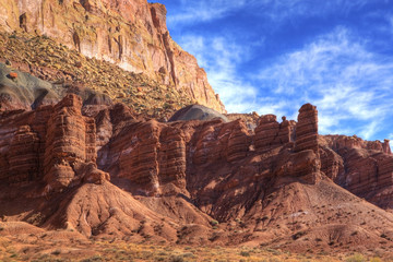 Landscape at Capital Reef National Park, Utah with blue sky