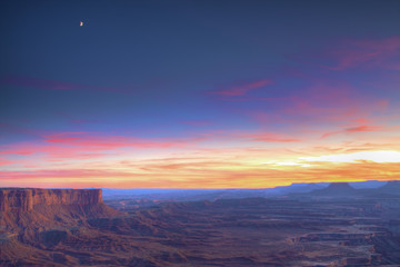 Sun setting in Canyonlands National Park, Utah