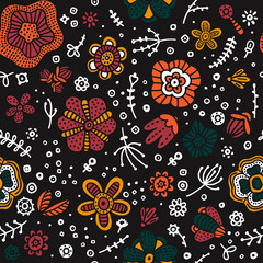 Cute floral pattern. Summer seamless print. Handmade.