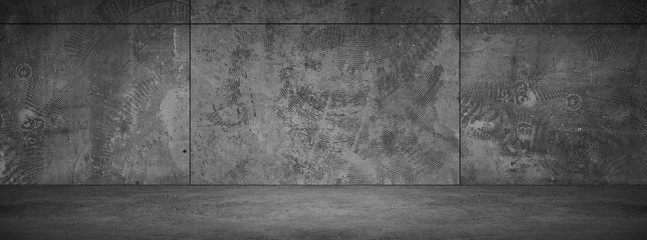 Wide Dark Grunge Stone Wall Background - 210199031