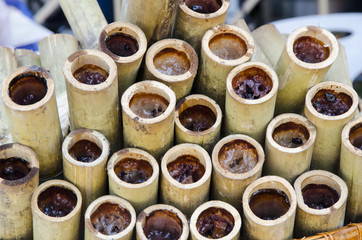 sticky rice food in bamboo pipe