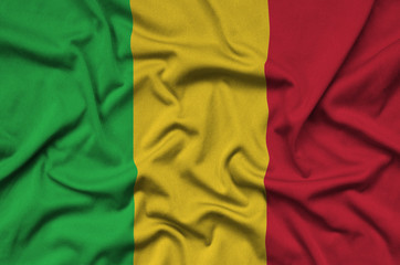 Mali flag  is depicted on a sports cloth fabric with many folds. Sport team banner