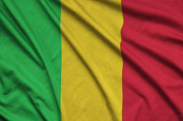 Mali flag  is depicted on a sports cloth fabric with many folds. Sport team banner