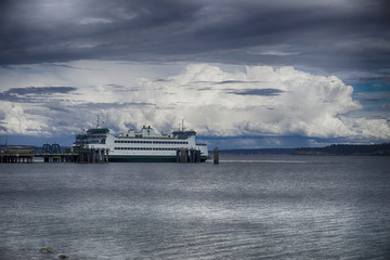 Ferryboat transporting passengers and goods on Puget Sound in Washington State