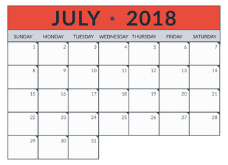 Calendar planner for July.