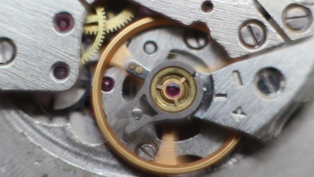 Old Stopwatch Clock Gears Mechanism with Tick-Tick Sound
