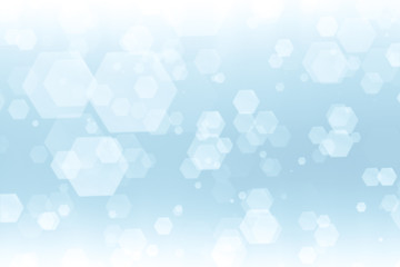 Abstract hexagon particle on bright background. illustration