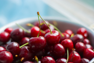 red juicy cherries