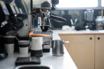 professional coffee machine in a bar