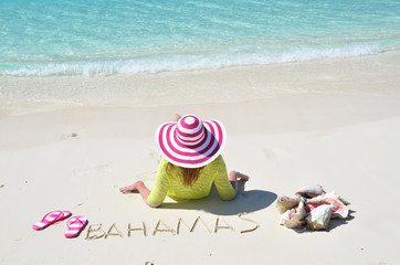 Girl on the beach. Great Exuma, Bahamas