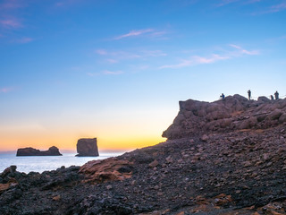 Fototapeta na wymiar Larva rock near Dyrholaey arch in Iceland