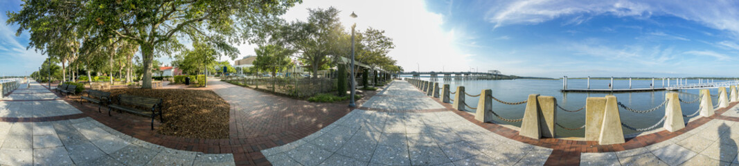 360 degree panorama of waterfront in Beaufort, South Carolina.
