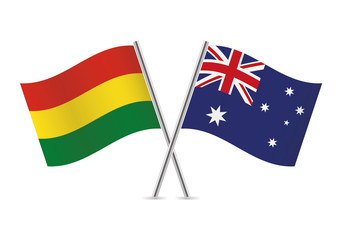 Bolivia and Australia flags. Vector illustration.