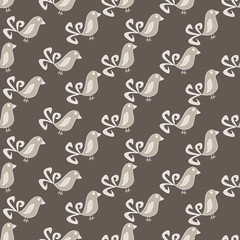 Funny cartoon birds, Seamless pattern with colorful hand drawn birds