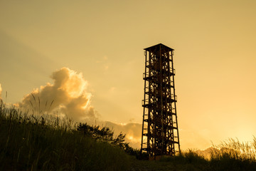 New czech lookout tower Milada in sunset light, Milesov, Czech republic