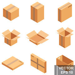 Isometry. Set Box. Social networks. Icon. For your design.