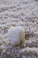 Natural Salt on the Dead Sea Shore - Lowest and  Salinity place in the Earth