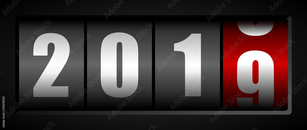Poster happy new year celebration holiday 2019 vector greeting card in eps 10 with counter illustration wit