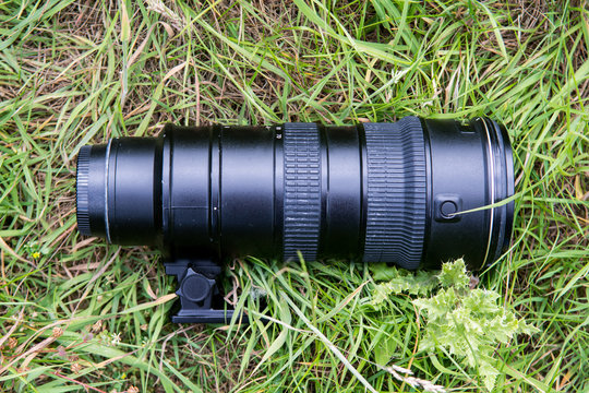 Nature photography equipment outdoors on grass field