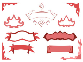 Vector set of labels and labels.