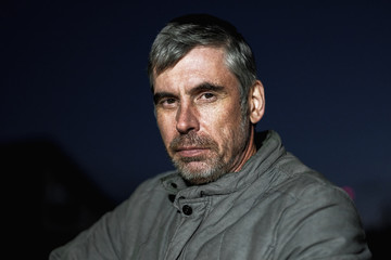 portrait of brutal man with expressive emotion