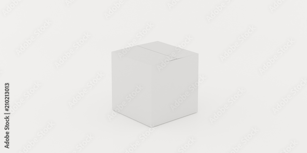 Poster closeup of white box isolated on white background, 3d rendering