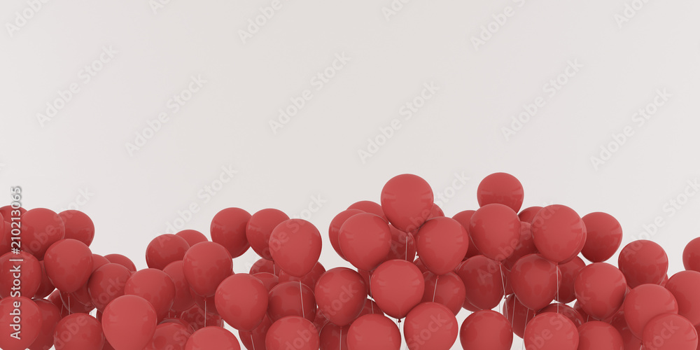 Poster Abstract of floating colored balloon isolated on white background,minimal idea design.3D rendering