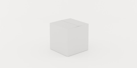 Closeup of white box isolated on white background, 3D rendering