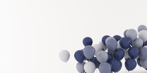 Abstract of floating colored balloon isolated on white background,minimal idea design.3D rendering