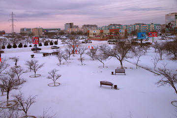 Зимний пейзаж за окном