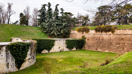 The remains of the fortress walls in Verona