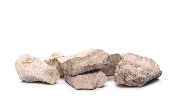 Pile rocks isolated on white background and texture