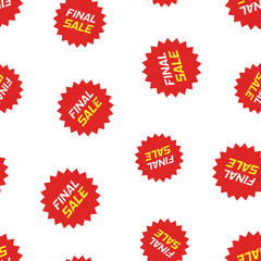 Discount sticker icon seamless pattern background. Business concept vector illustration. Promotion final sale discount symbol pattern.