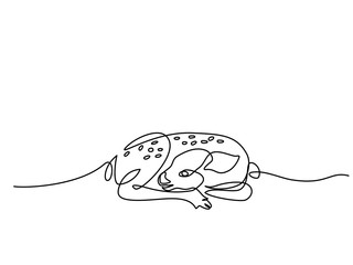Continuous line drawing. Funny deer cub baby. Vector illustration. Concept for logo, card, banner, poster flyer