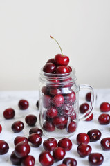 jar full of fresh cherries