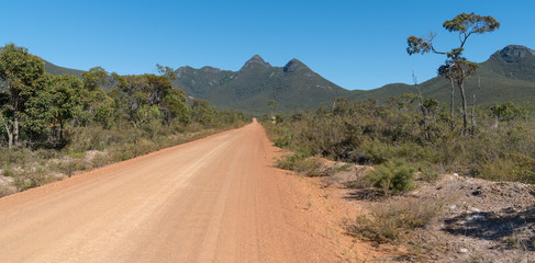 Dirty road into the Stirling Range National Park close to Mount Barker, Western Australia