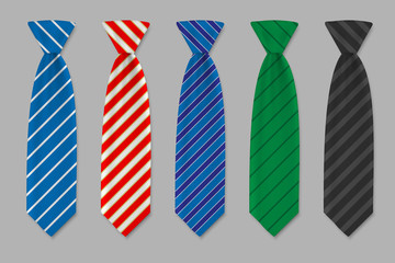Set of ties isolated on white background.