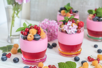 Multivitamin summer berry delicious panacotta.