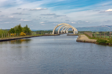 Canal to the Falkirk Wheel, rotating boat lift in Scotland which connects the Forth and Clyde Canal with the Union Canal.