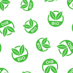 Bio label badge icon seamless pattern background. Business concept vector illustration. Bio eco natural symbol pattern.